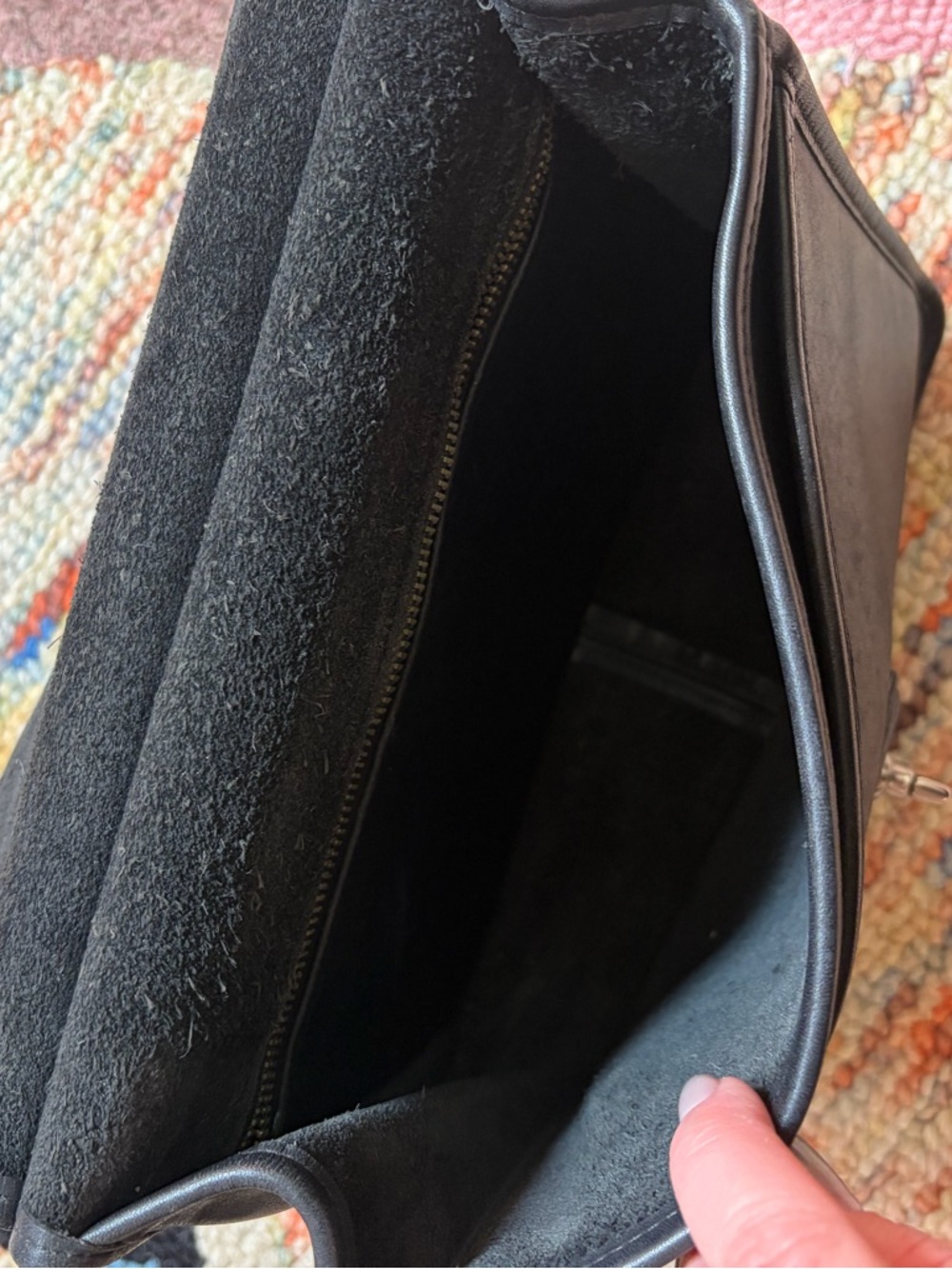 Coach Black Leather Top-Handle Bag with Turn-Lock - Picture 4 of 5